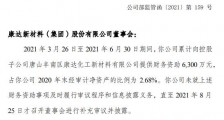 康达新材违规向子公司提供6300万元财务资助 董事会被出具监管函