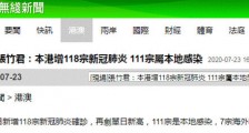 7月23日香港疫情最新通报：新增118例确诊病例